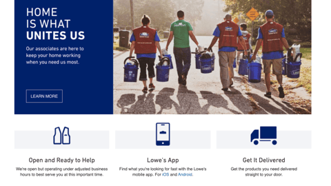 Lowe's 'Home Is What Unites Us' Leaderboard Ad
